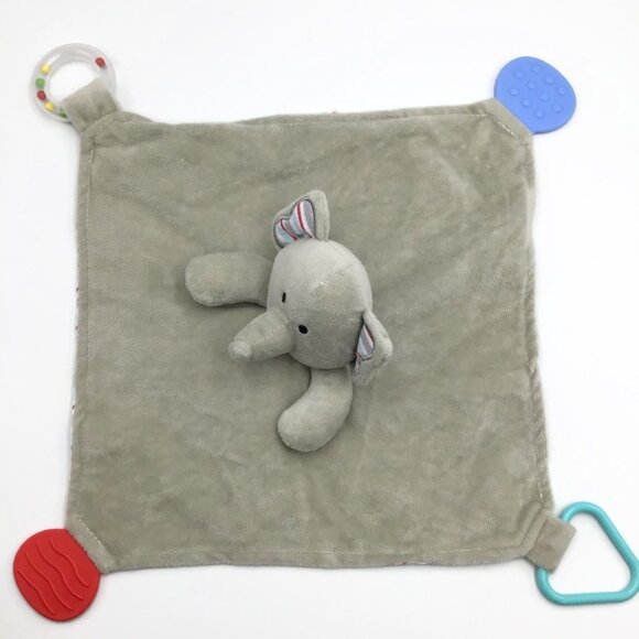 Modern Baby Gray Elephant Snuggle Blankie Security Blanket Lovey Teether Toy - Picture 5 of 8